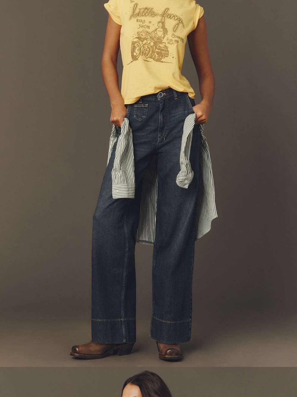 Pilcro Dark Indigo Wide-Leg Jeans